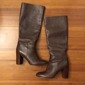 Chocolate brown leather boots